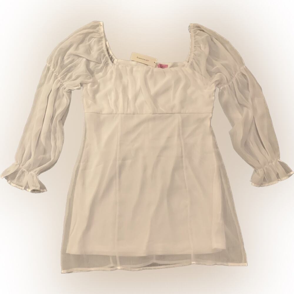 Mi Ami for FRANCESCA Womens Blouse Large Sheer Puff Sleeve Cottagecore Peasant